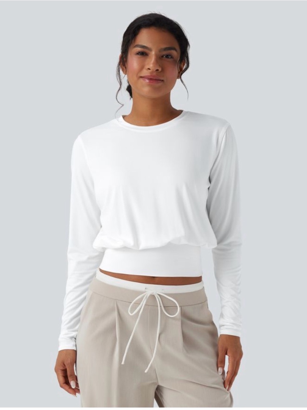 HALARA Round Neck Long Sleeve Work Top - White - NEW WITH TAGS - Picture 2 of 3